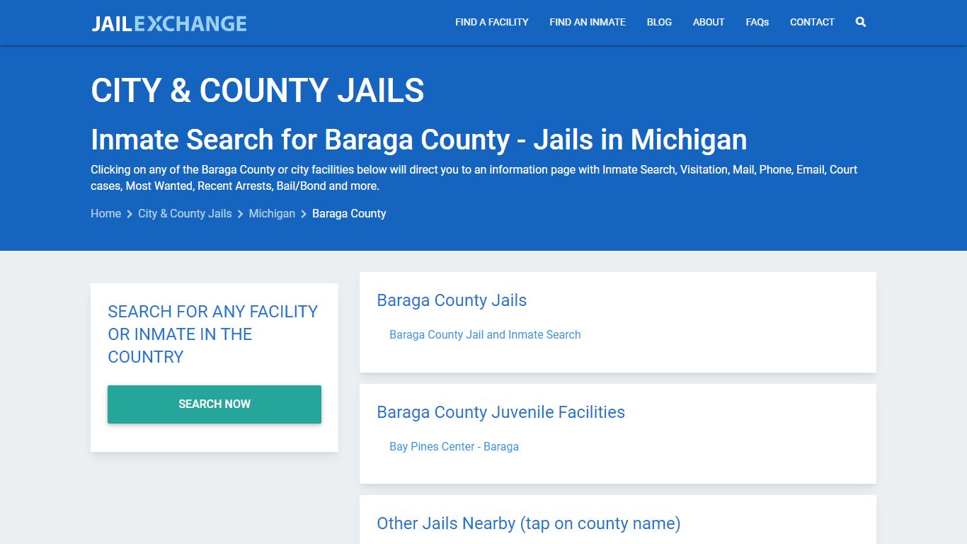 Inmate Search for Baraga County | Jails in Michigan - Jail Exchange